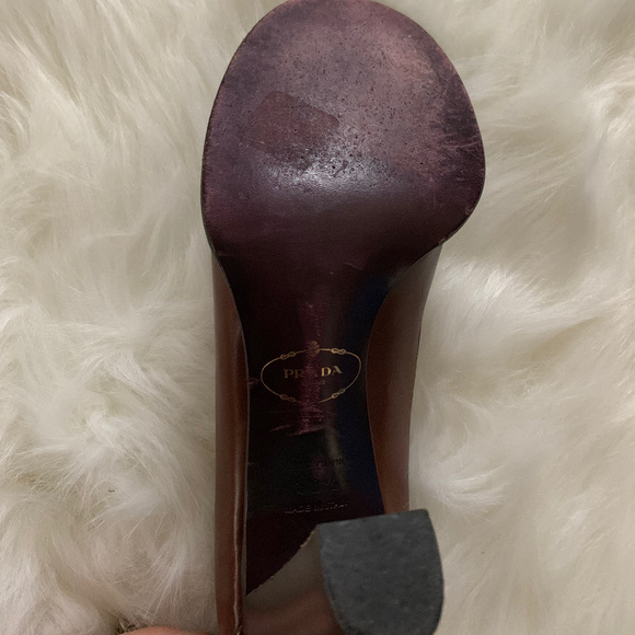 Prada Leather Brown Penny Loafer Pumps - Picture 4 of 8